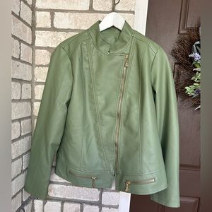 Loveudear faux leather Moro jacket in green